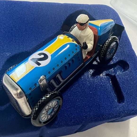 Schylling Speedway Racer Classic Tin Car Driver #2 Blue Original BOX Vintage - Picture 4 of 10